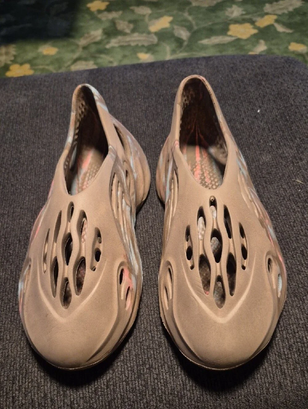 Yeezy Foam Runner Slip-On Clog in Taupe with Pink & Blue Accents